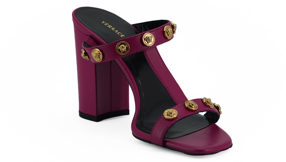 - Elegant Purple Calf Leather High Sandals