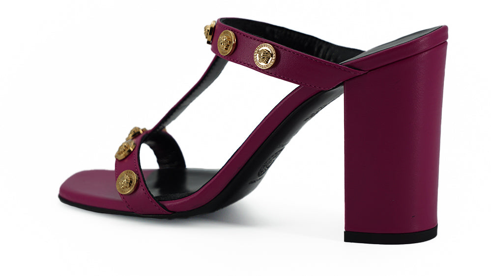 - Elegant Purple Calf Leather High Sandals