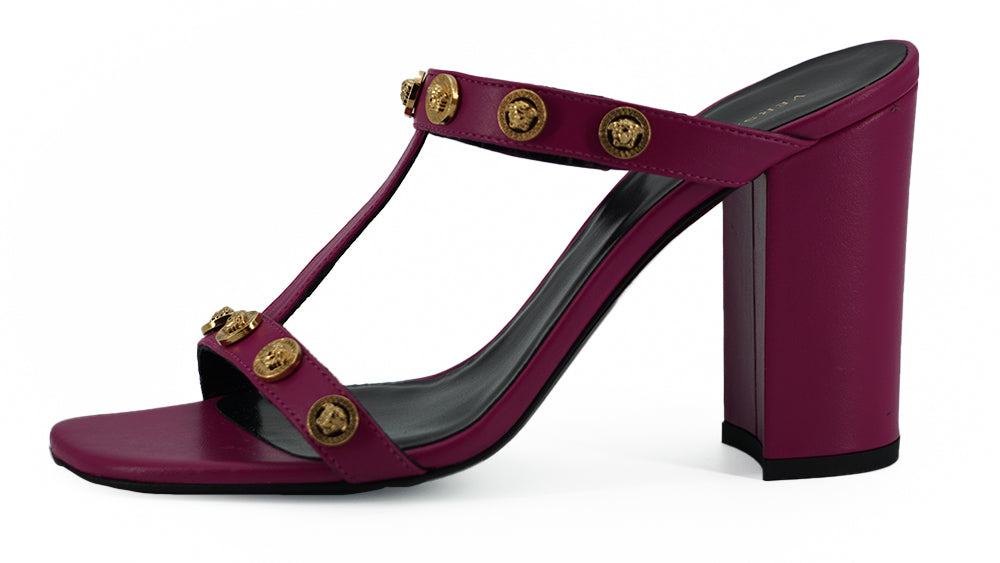 - Elegant Purple Calf Leather High Sandals