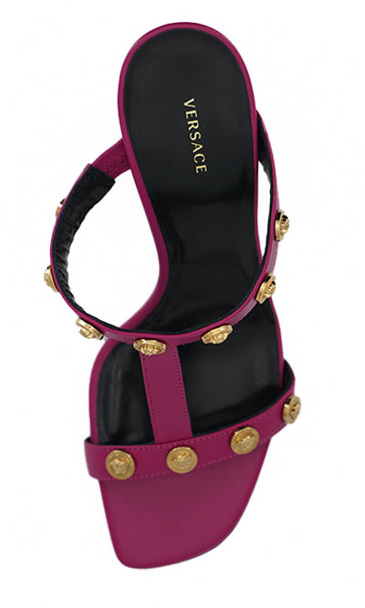- Elegant Purple Calf Leather High Sandals