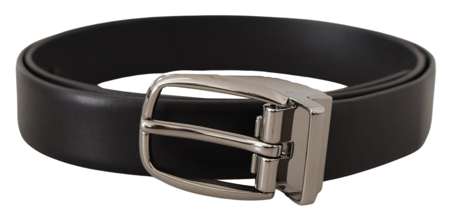 - Elegant Leather Belt with Metal Buckle