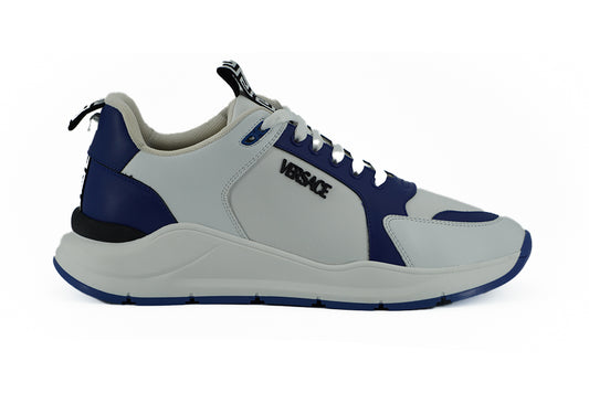 - Elegant Blue and White Leather Sneakers
