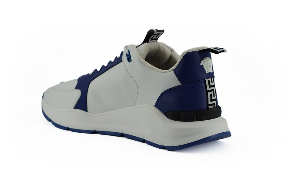 - Elegant Blue and White Leather Sneakers