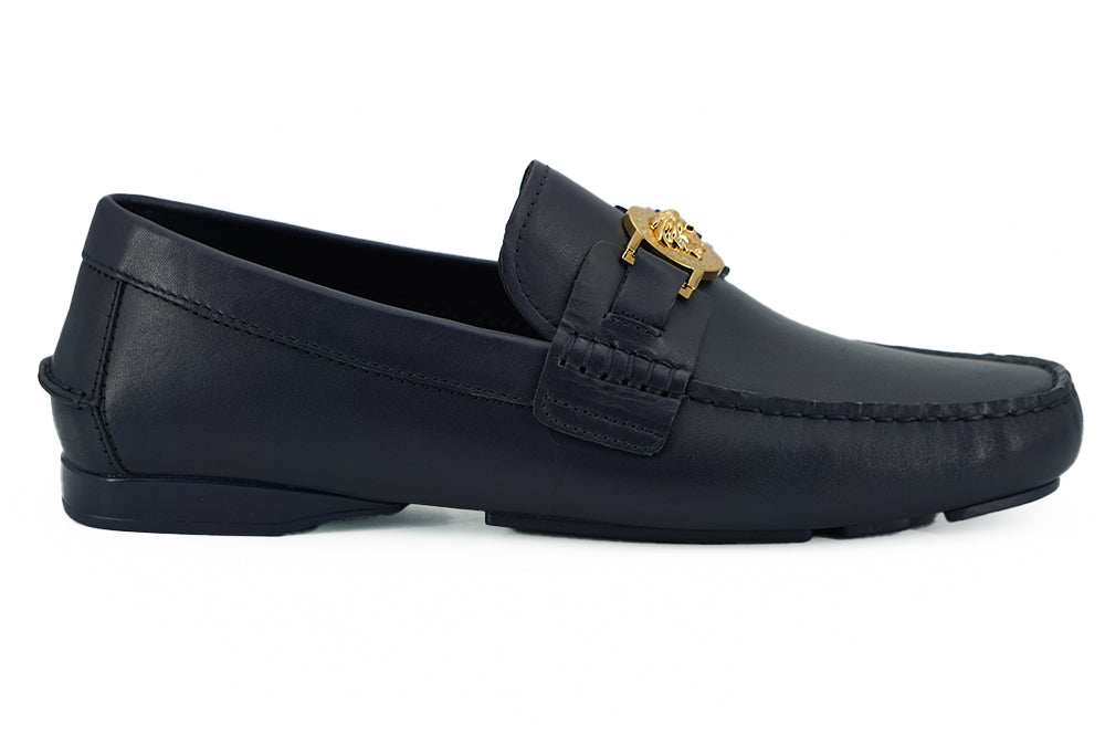 - Elegant Navy Blue Calf Leather Loafers