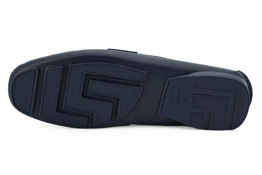 - Elegant Navy Blue Calf Leather Loafers