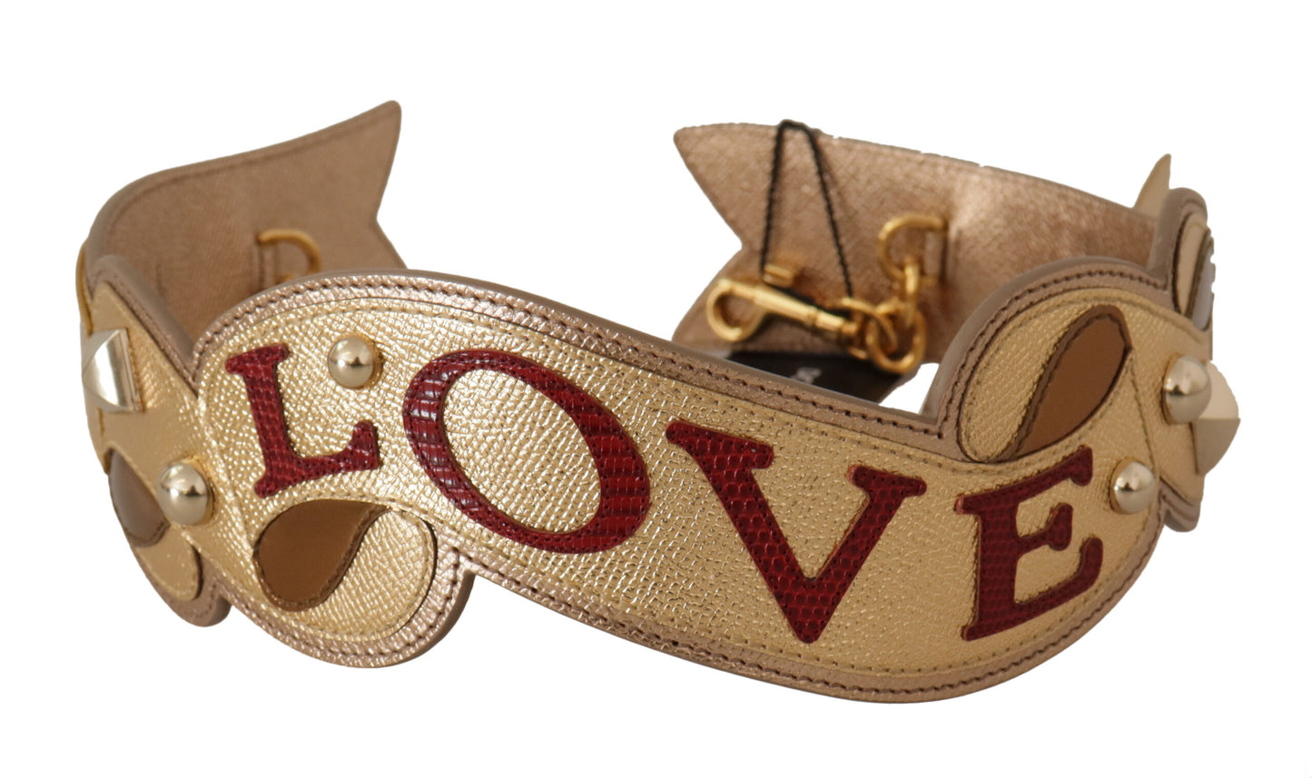 - Elegant Gold Leather Shoulder Strap