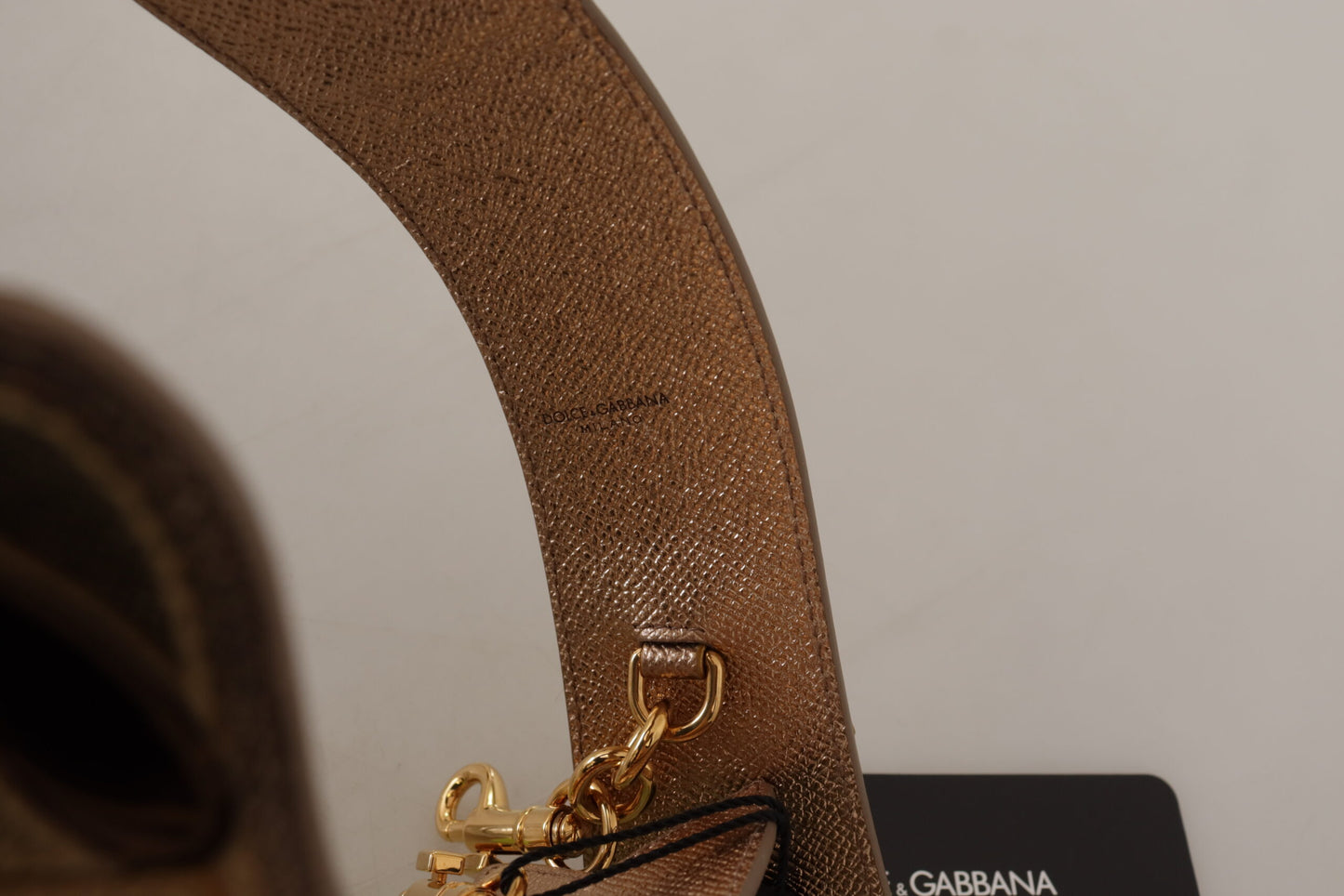 - Elegant Gold Leather Shoulder Strap