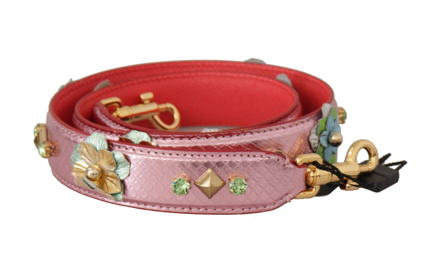 - Elegant Metallic Pink Leather Shoulder Strap