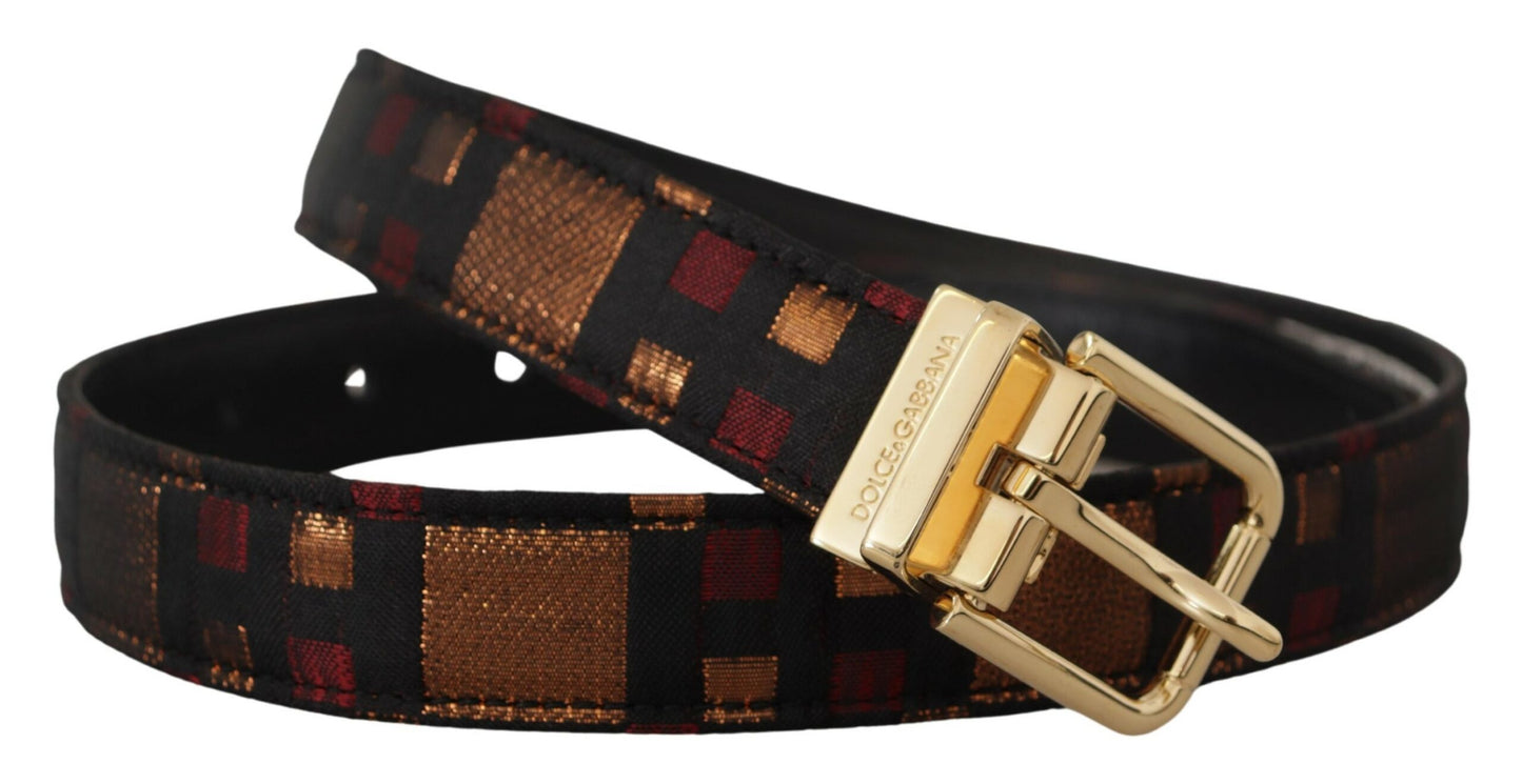 - Multicolor Leather Belt with Gold Buckle