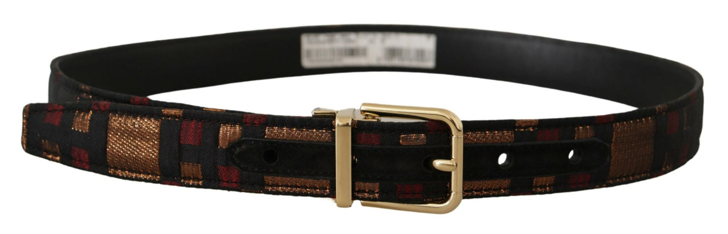 - Multicolor Leather Belt with Gold Buckle