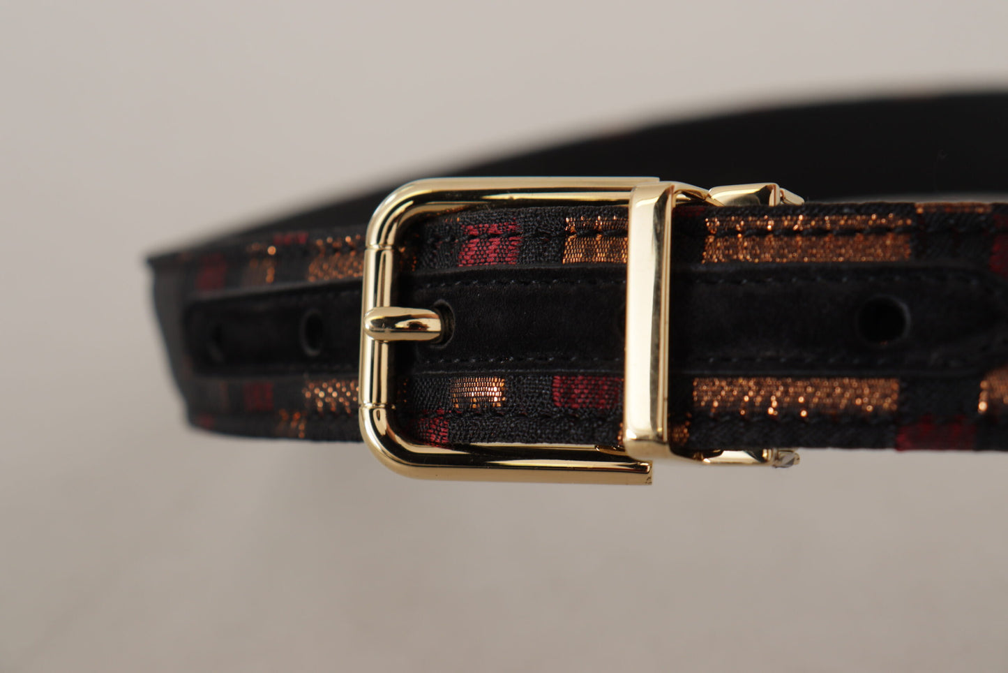 - Multicolor Leather Belt with Gold Buckle