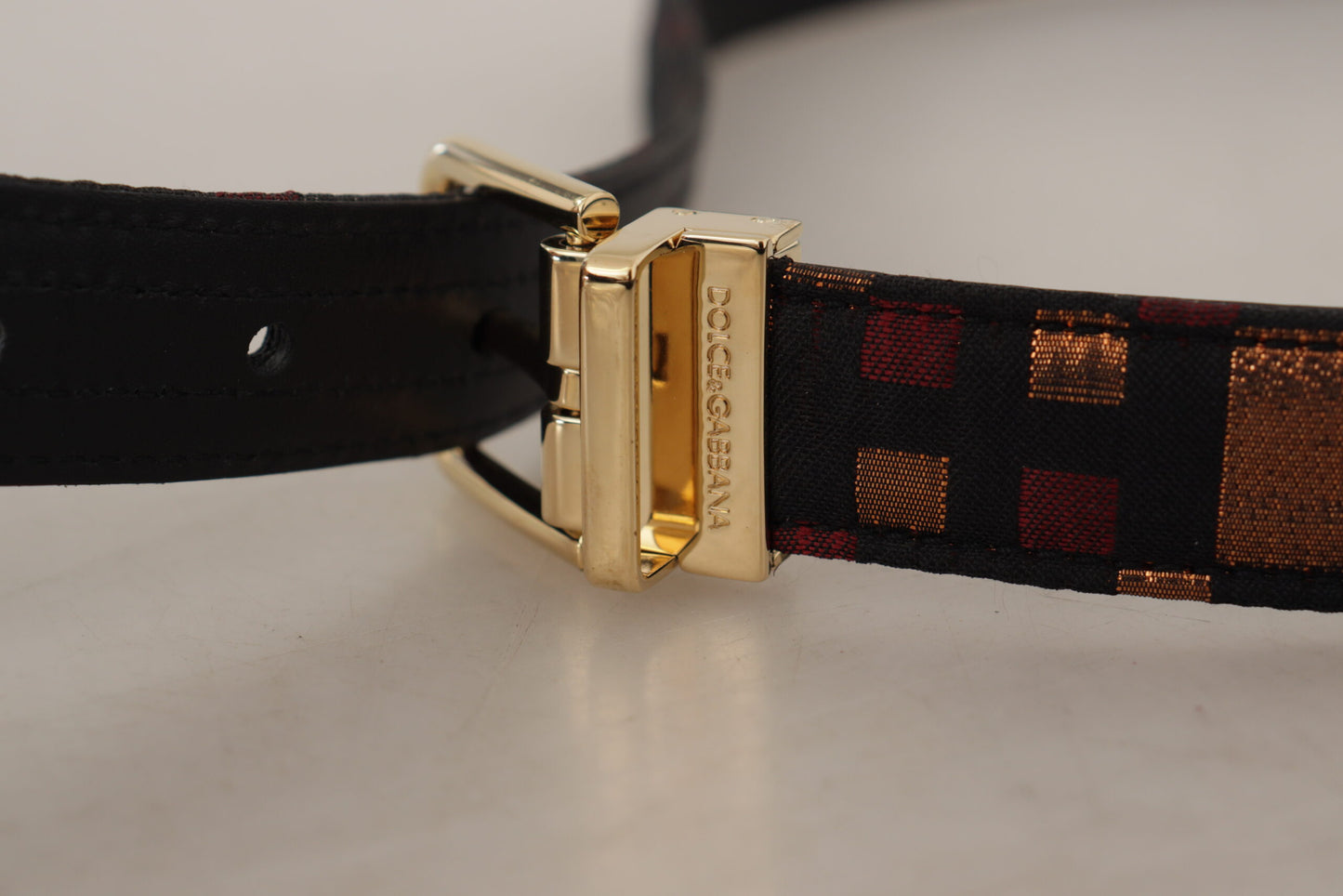 - Multicolor Leather Belt with Gold Buckle