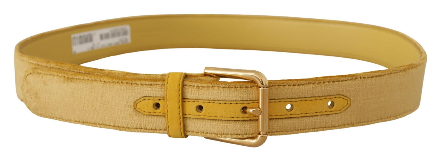 - Elegant Velvet Designer Gold-Buckled Belt