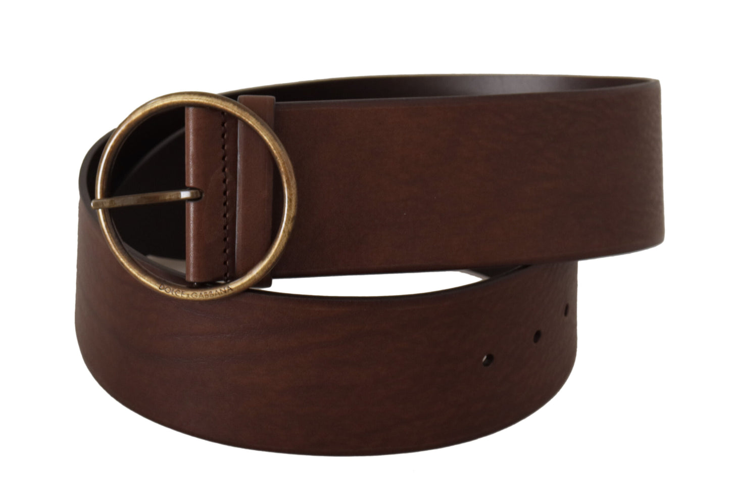 - Elegant Brown Leather Belt with Engraved Buckle