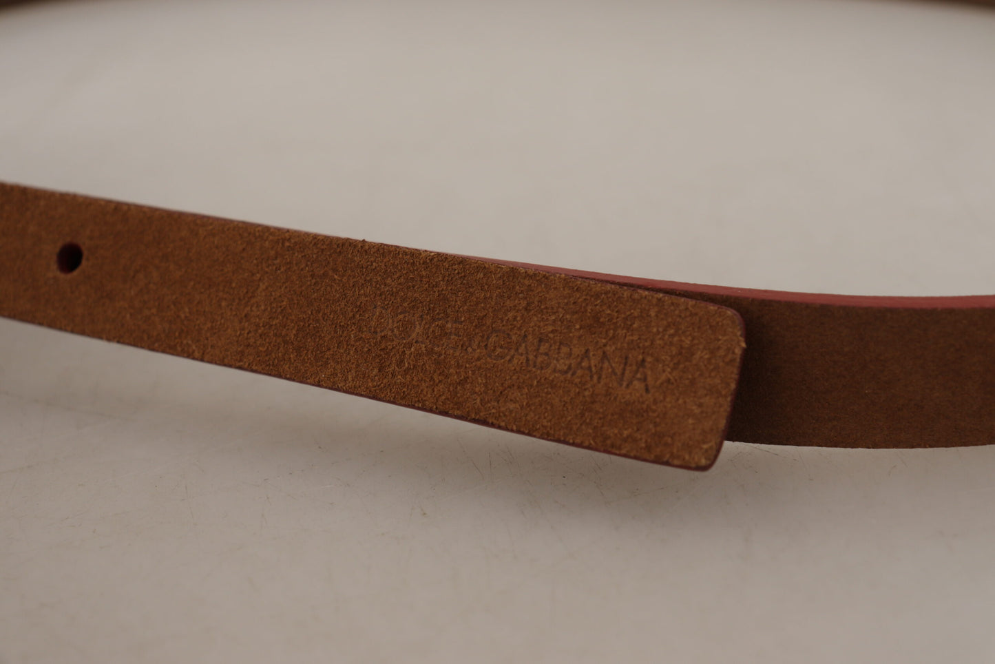 - Chic Suede Belt with Logo Engraved Buckle