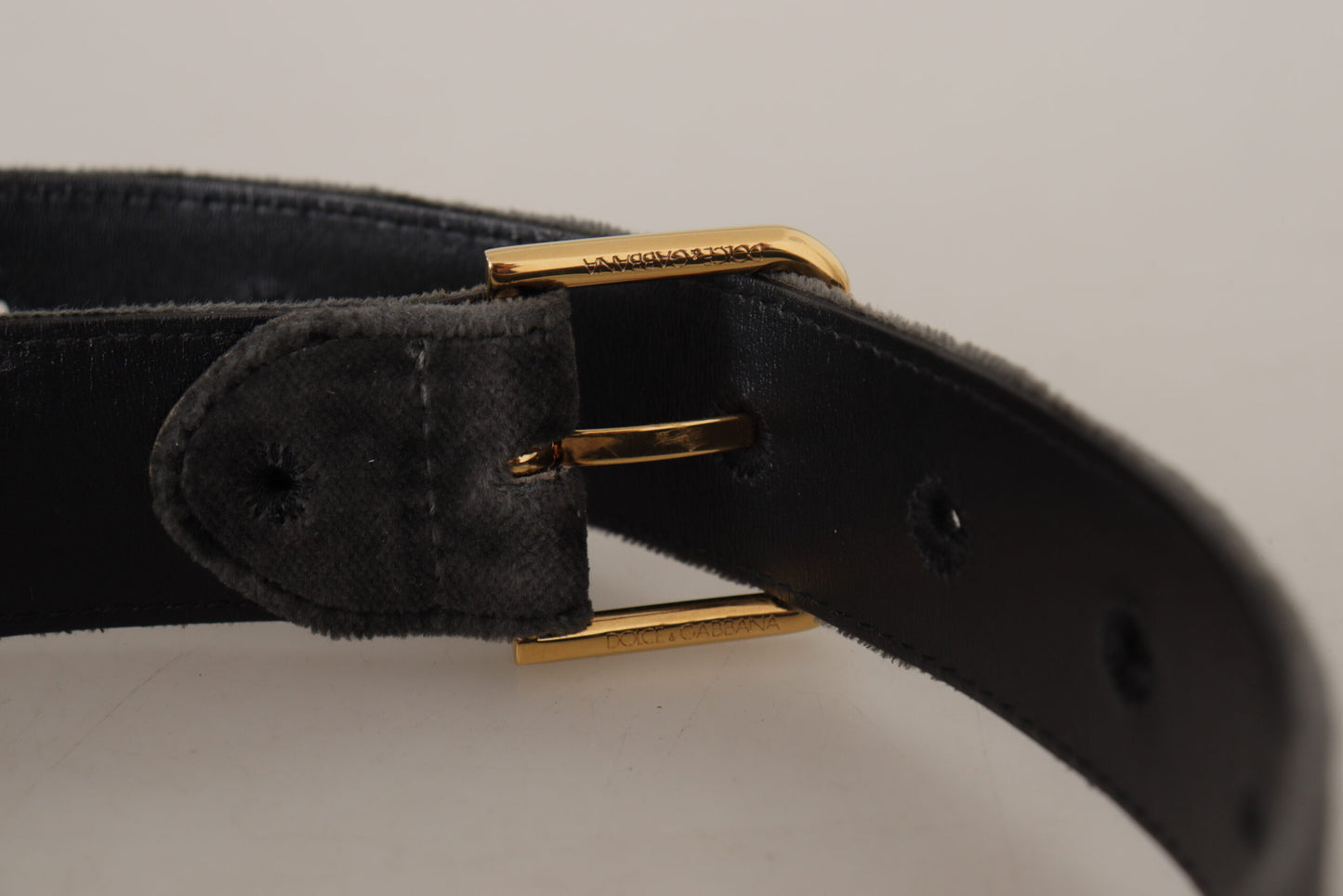 - Elegant Velvet Belt with Engraved Buckle