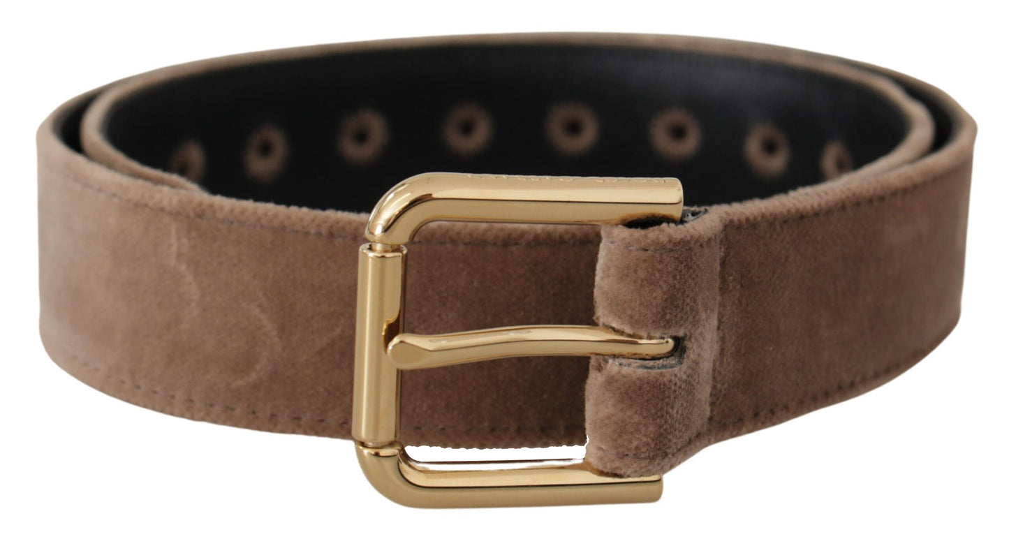 - Elegant Velvet Logo Buckle Belt