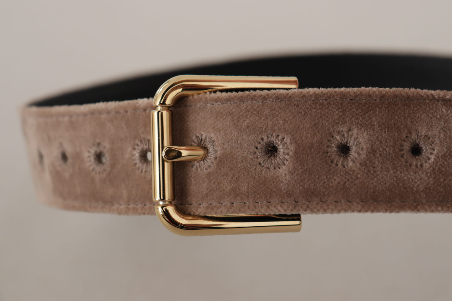 - Elegant Velvet Logo Buckle Belt