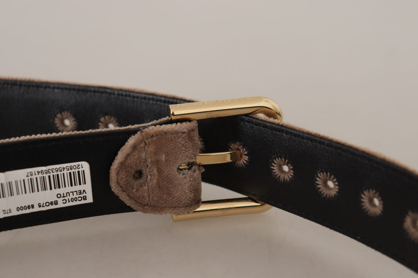 - Elegant Velvet Logo Buckle Belt