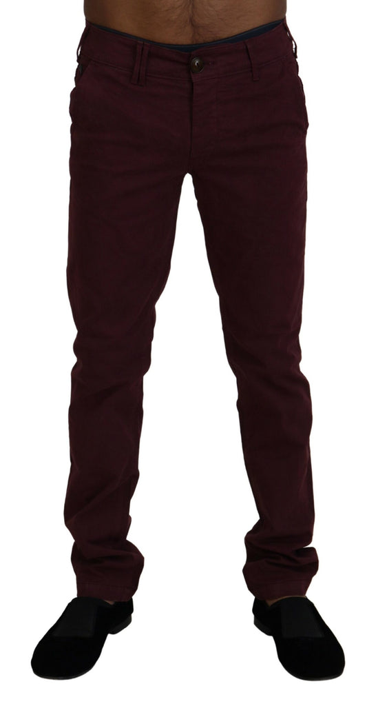 - Maroon Skinny Fit Cotton Pants
