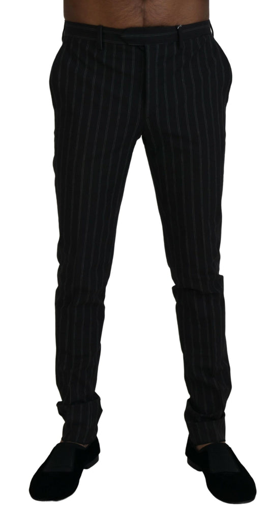 - Elegant Striped Viscose Dress Pants for Men