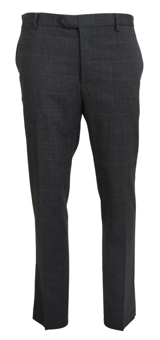- Elegant Checkered Wool Dress Pants for Men