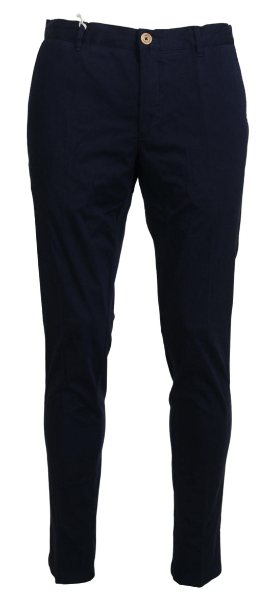 - Elegant Dark Blue Slim Chino Pants