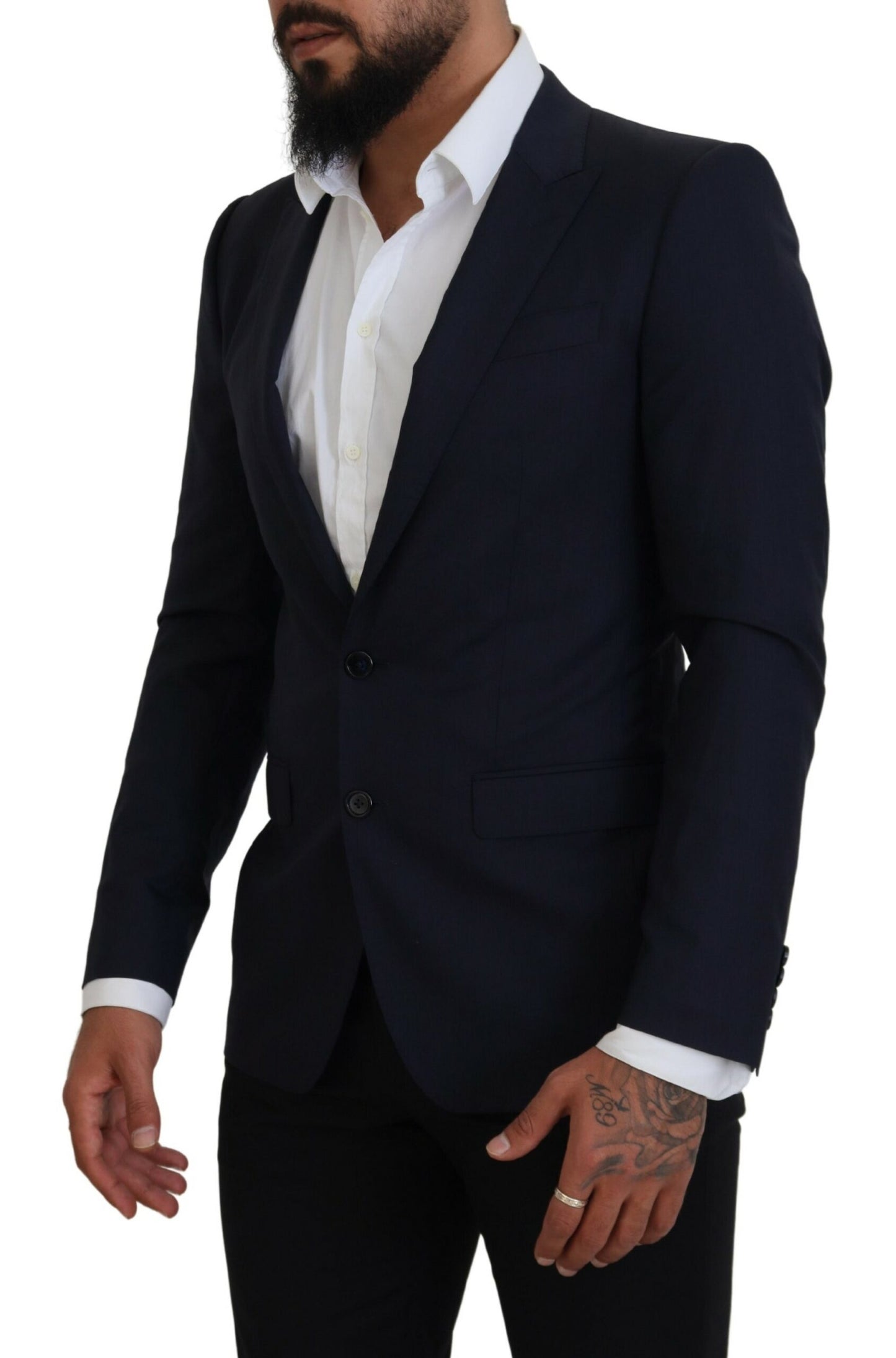 - Elegant Blue Wool Silk Blazer Jacket