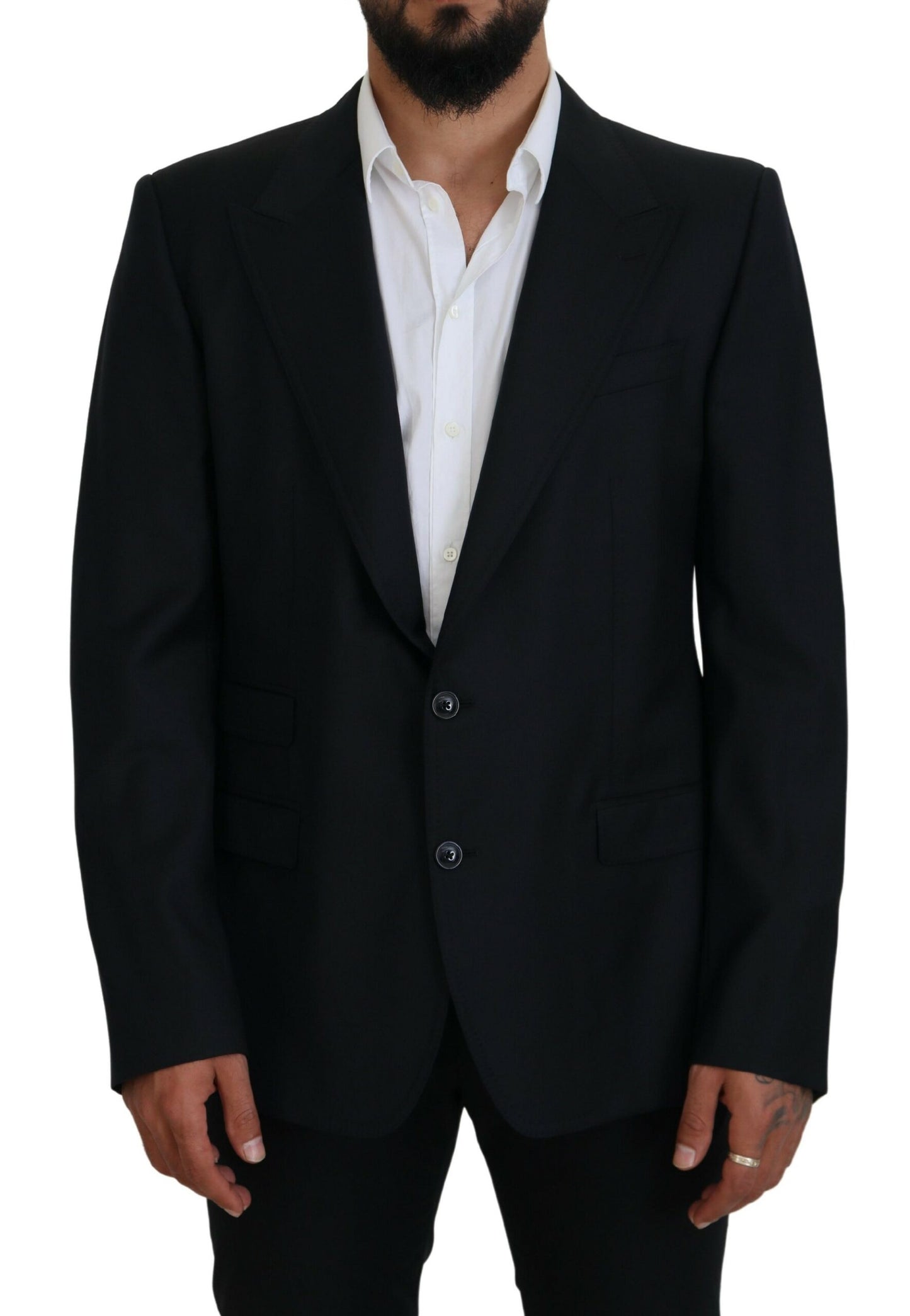 - Elegant Dark Blue Single Breasted Blazer