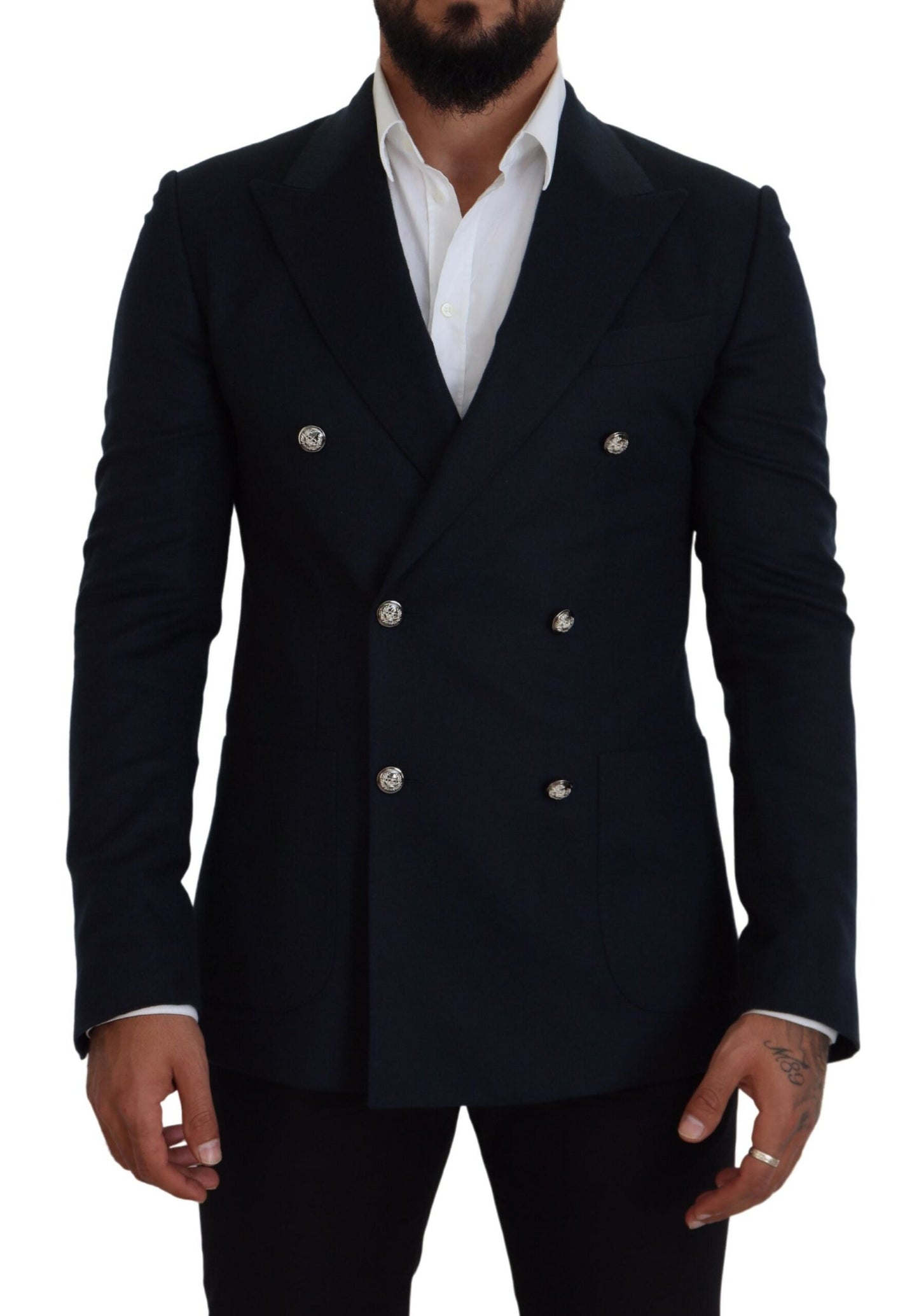 - Elegant Cashmere-Silk Blend Blue Blazer