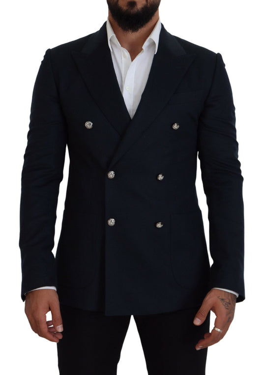 - Elegant Cashmere-Silk Blend Blue Blazer