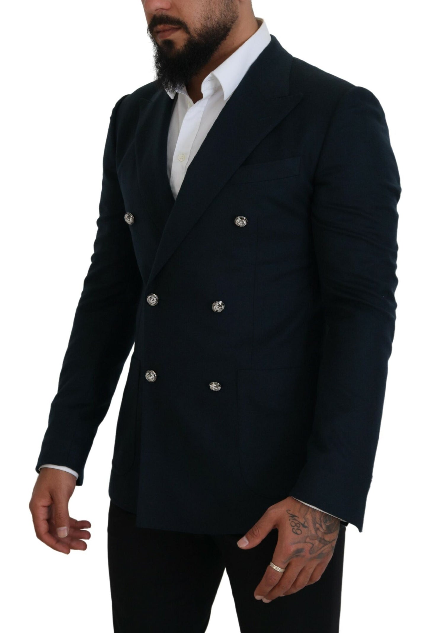 - Elegant Cashmere-Silk Blend Blue Blazer