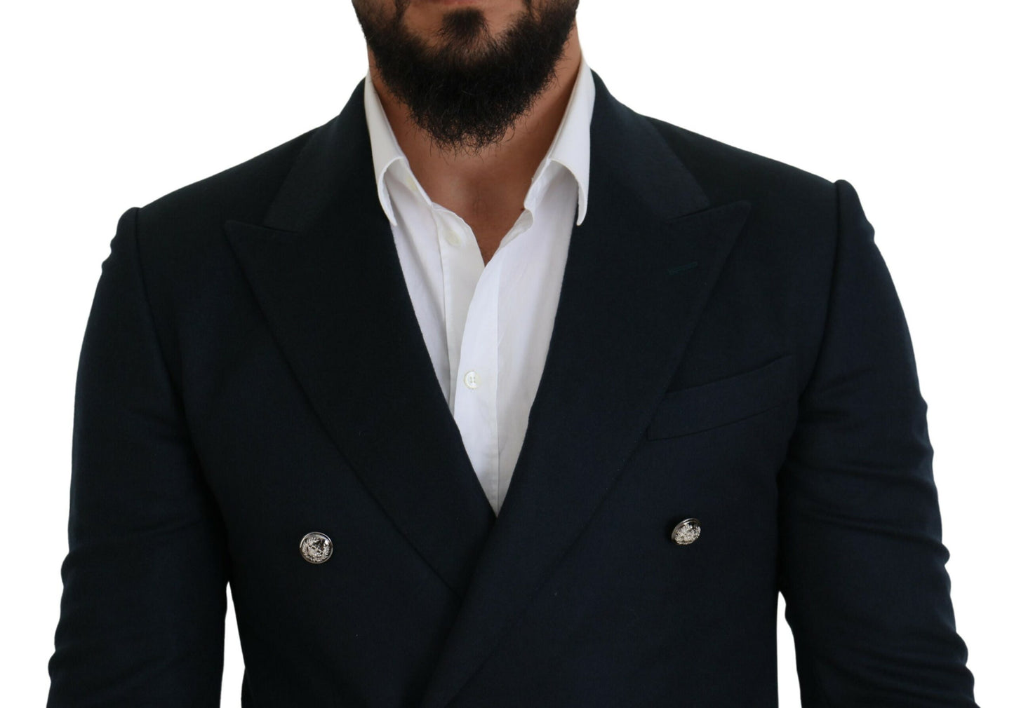 - Elegant Cashmere-Silk Blend Blue Blazer