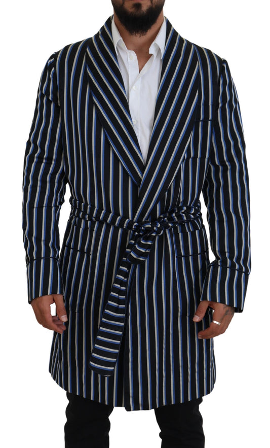 - Elegant Striped Silk Blend Robe