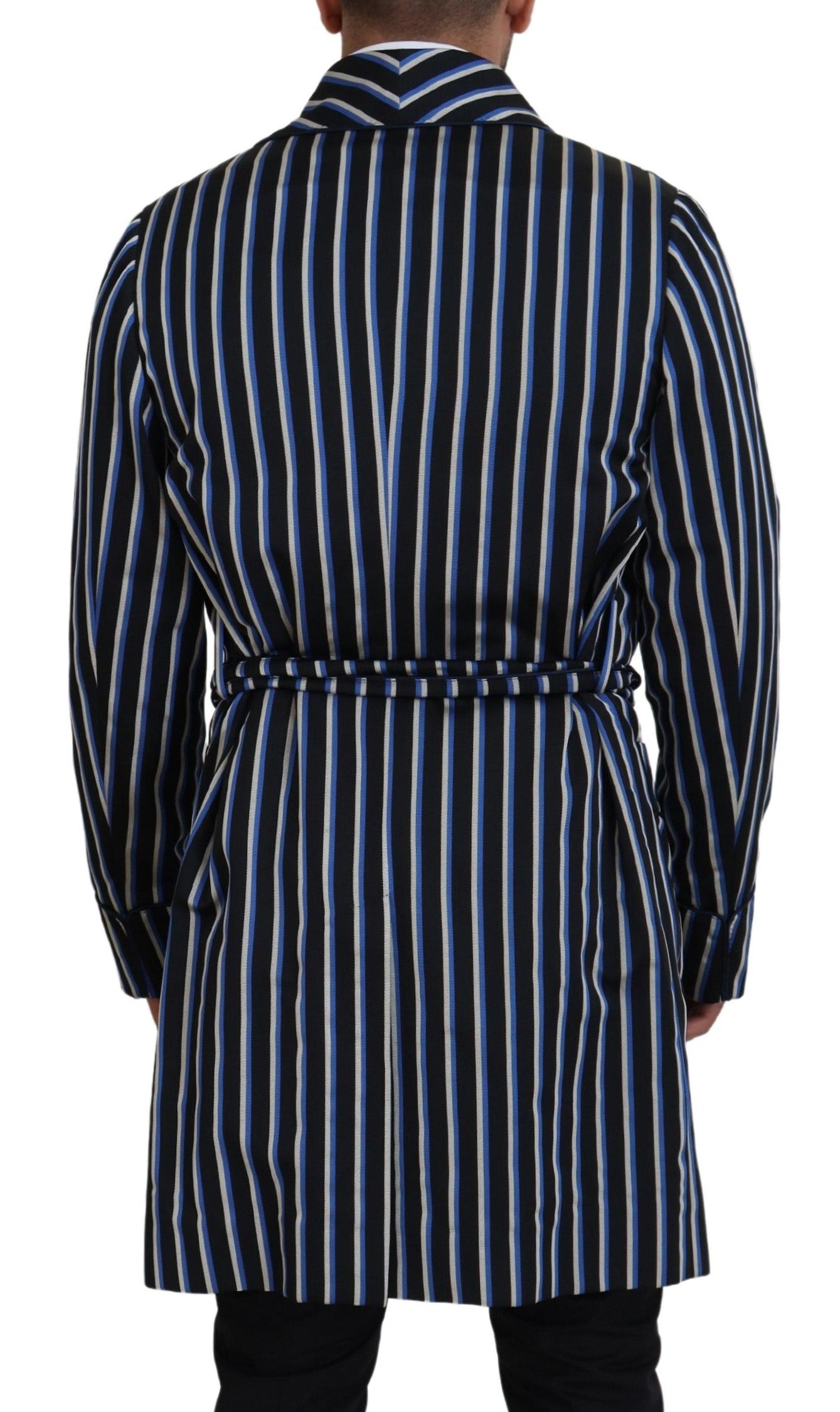 - Elegant Striped Silk Blend Robe