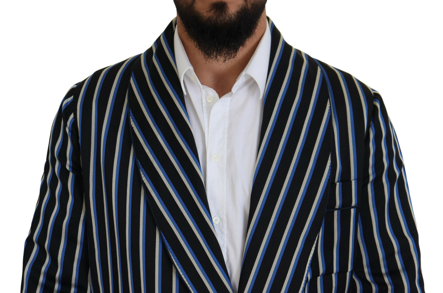 - Elegant Striped Silk Blend Robe