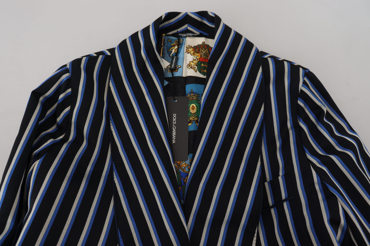 - Elegant Striped Silk Blend Robe