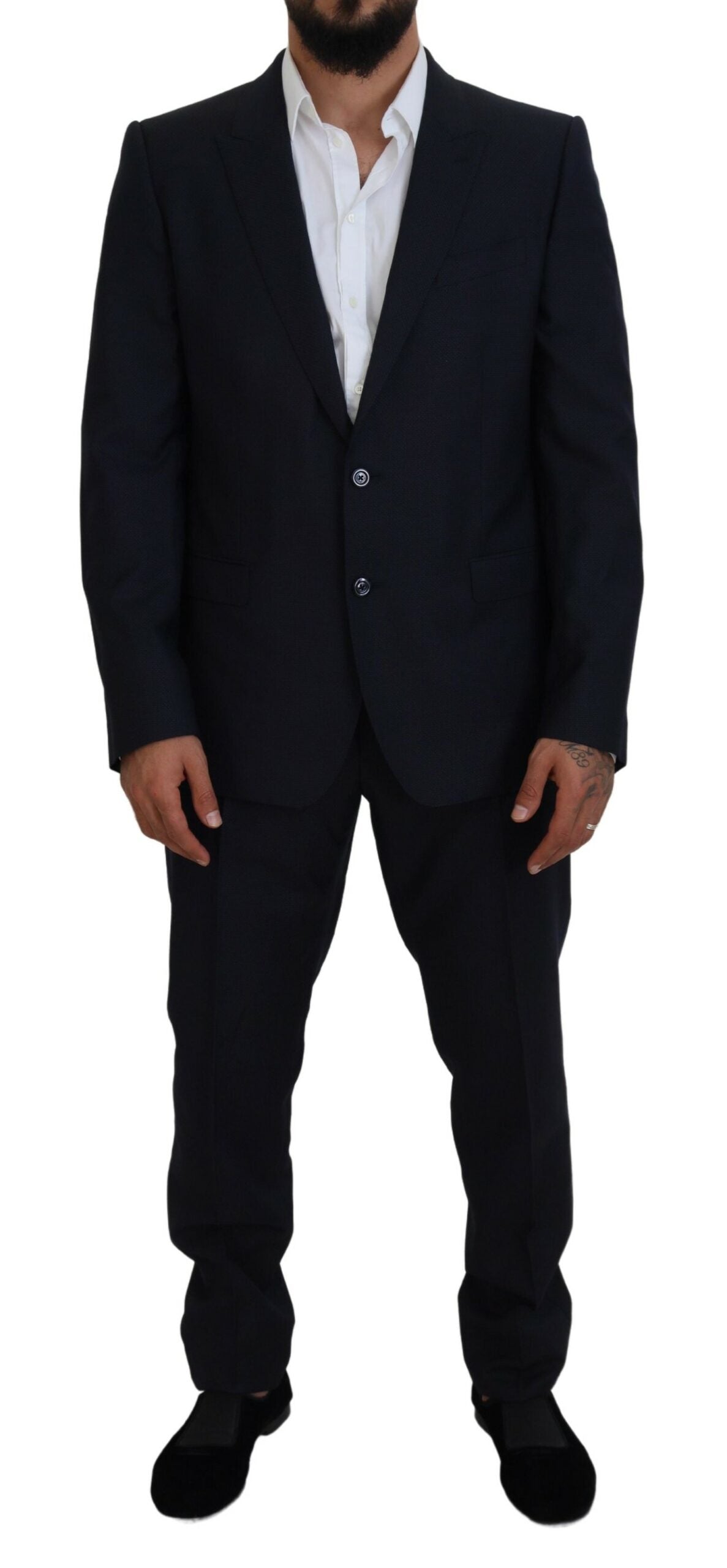 - Elegant Blue Martini Wool-Silk Blend Suit