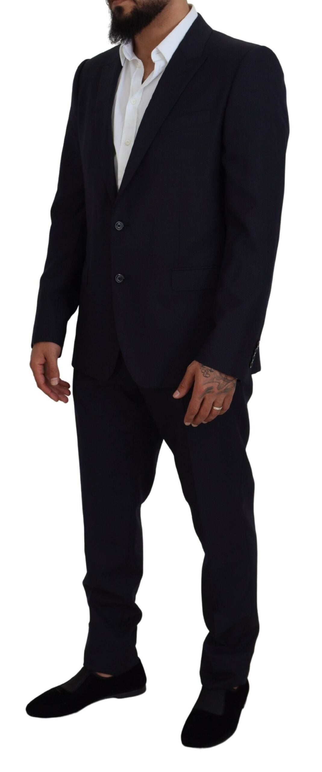 - Elegant Blue Martini Wool-Silk Blend Suit