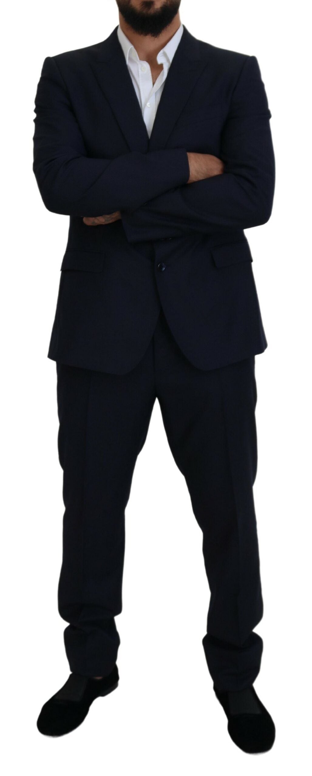 - Elegant Blue Martini Wool-Silk Blend Suit