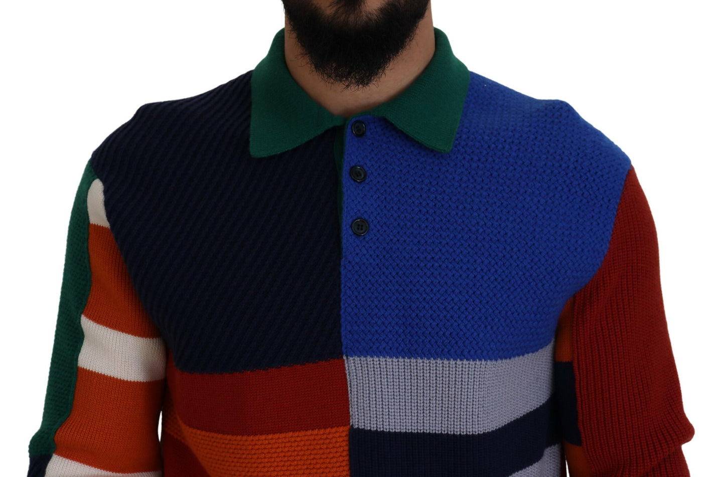 - Pullover Sweater in Multicolor Stripes