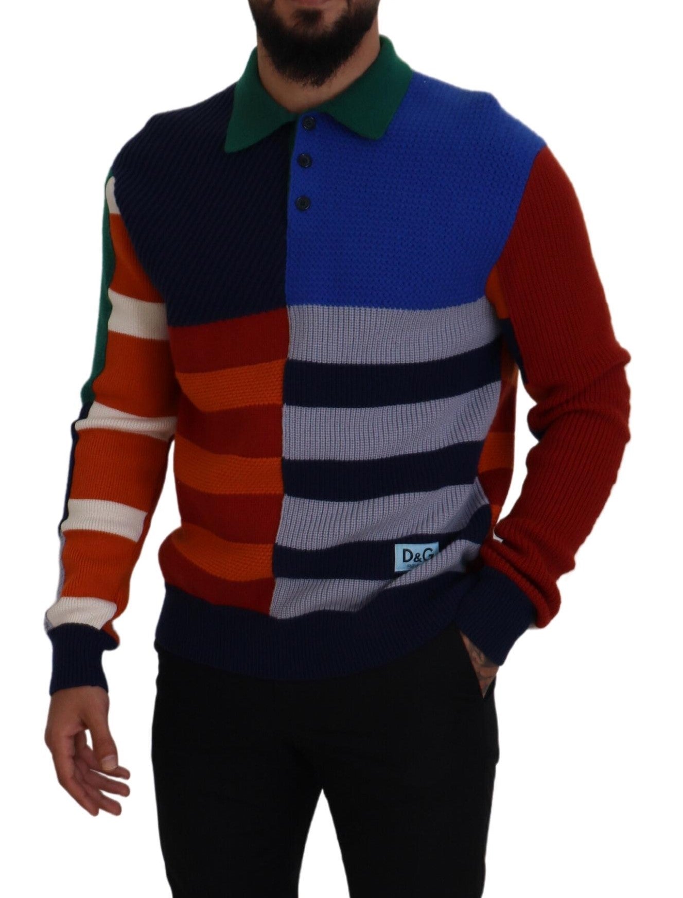 - Pullover Sweater in Multicolor Stripes