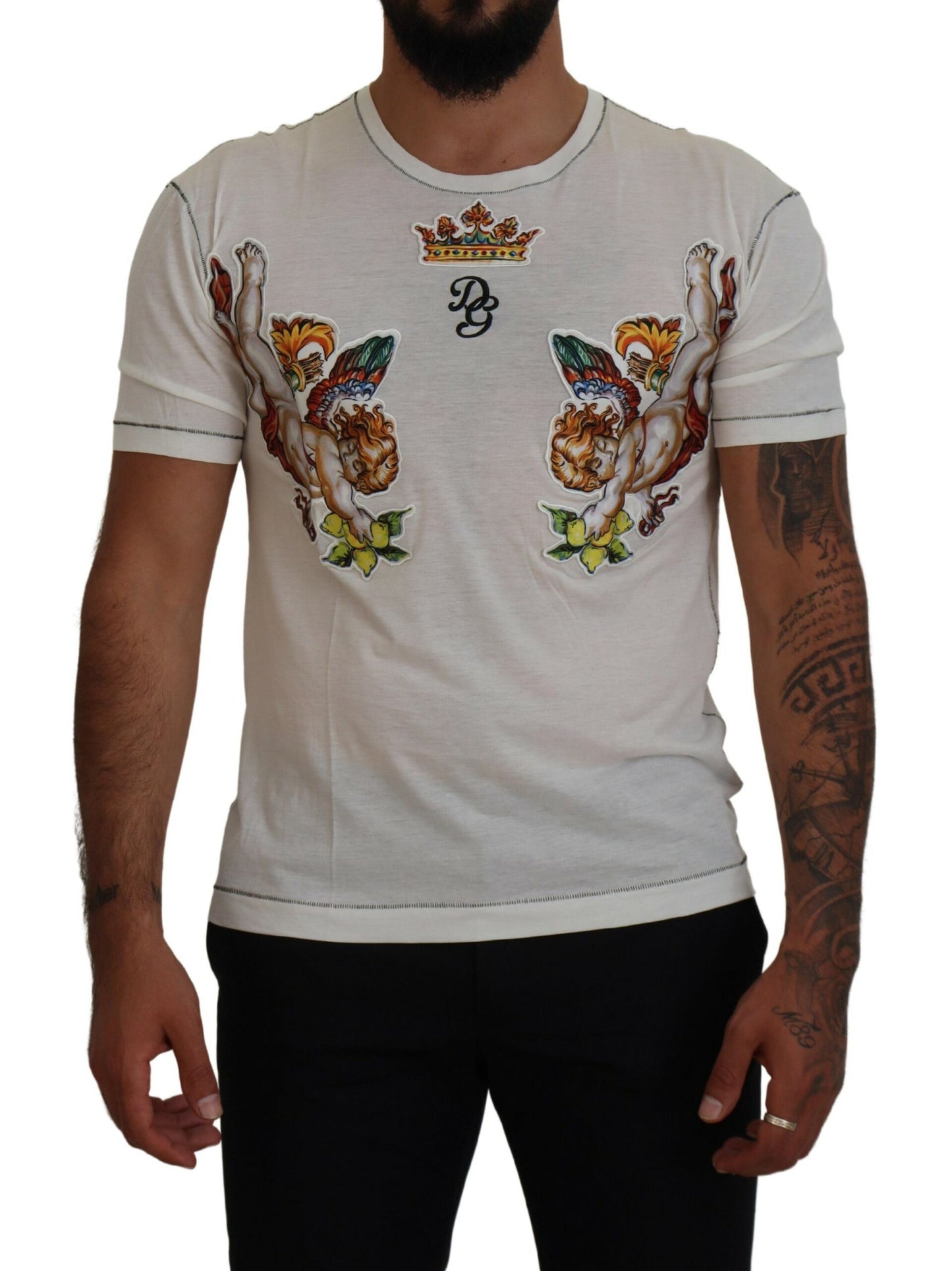 - Elegant White Cotton-Silk Blend Tee