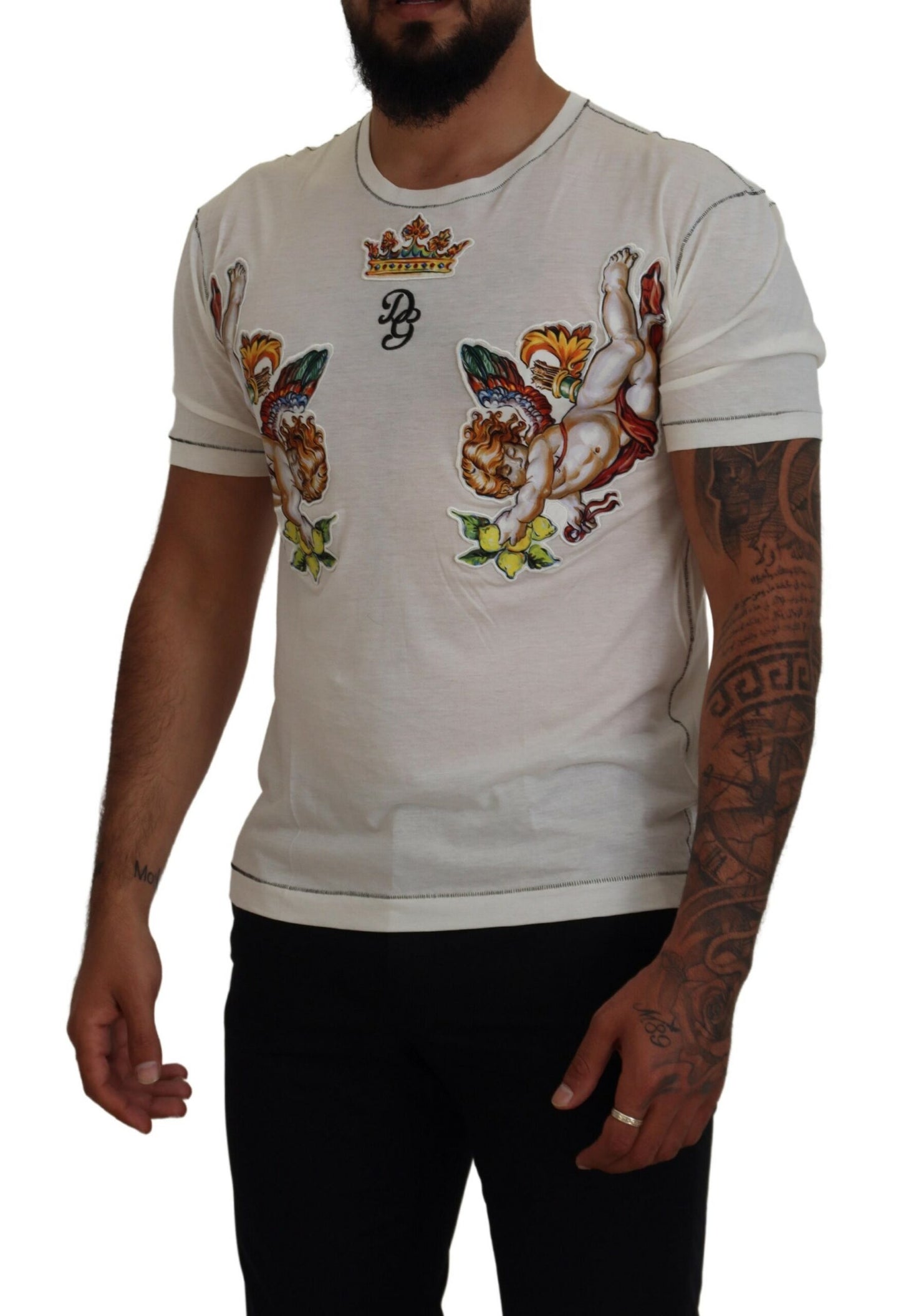 - Elegant White Cotton-Silk Blend Tee