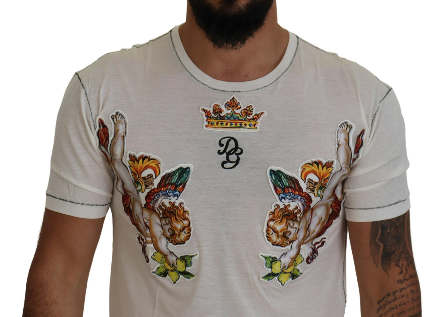 - Elegant White Cotton-Silk Blend Tee