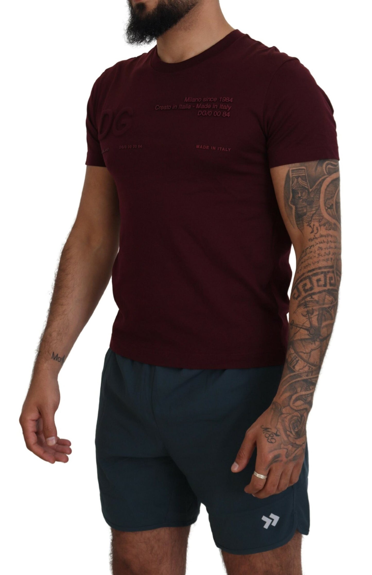 - Elegant Maroon Crew Neck Casual Tee