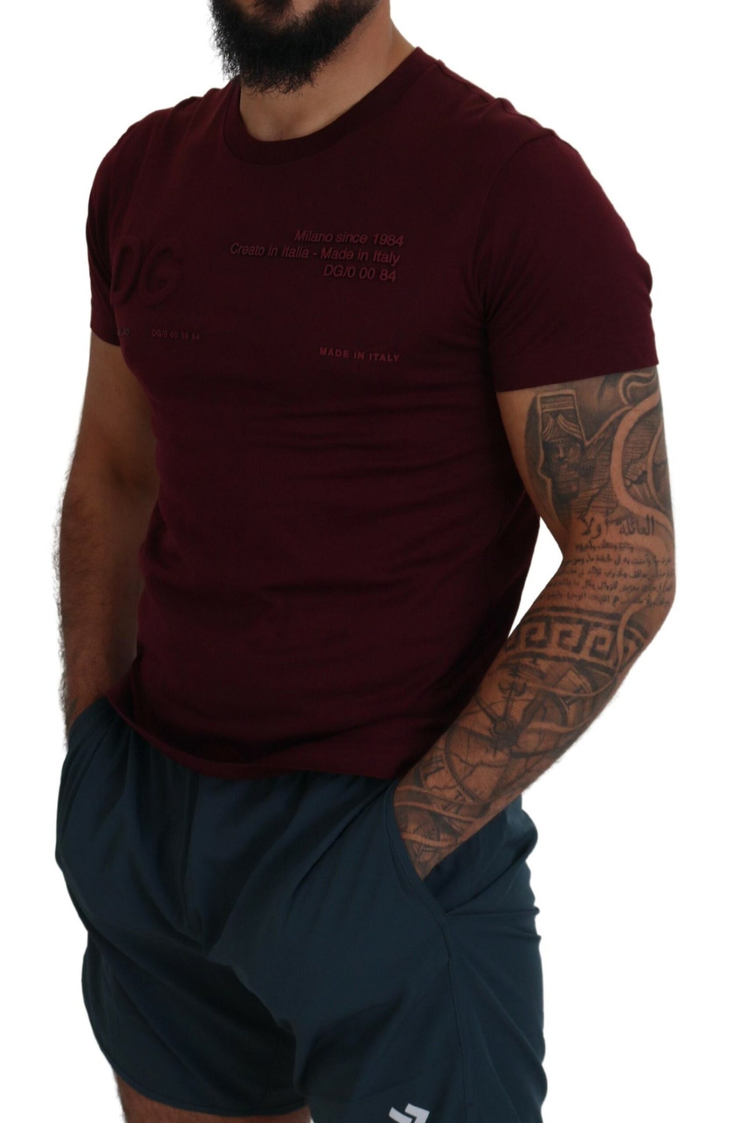 - Elegant Maroon Crew Neck Casual Tee