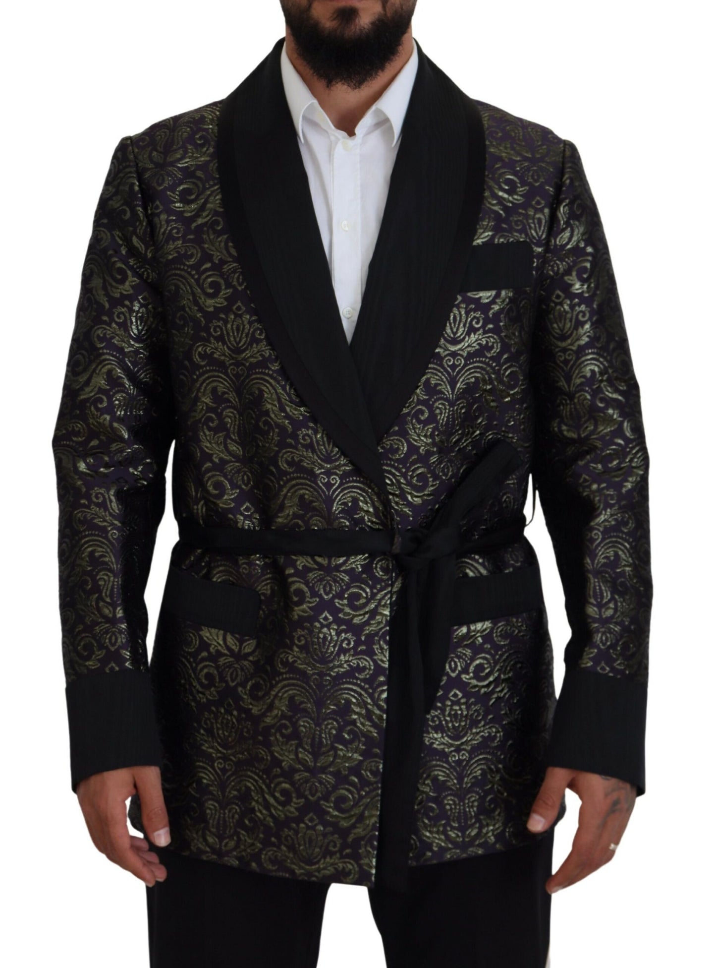 - Gold Jacquard Robe Jacket