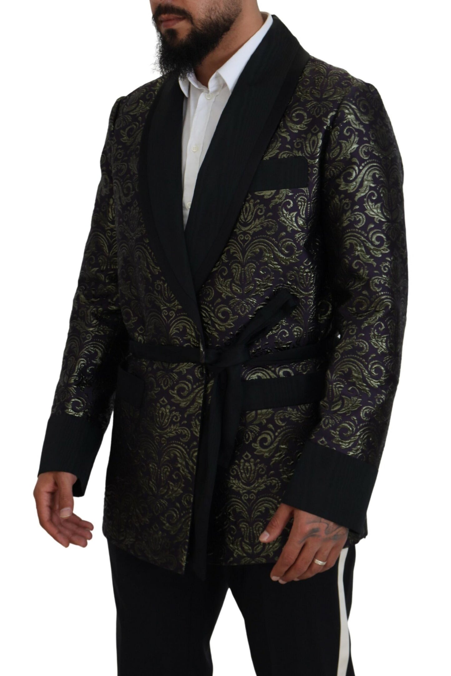 - Gold Jacquard Robe Jacket