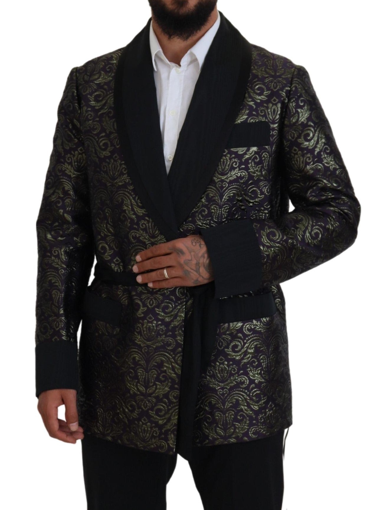 - Gold Jacquard Robe Jacket